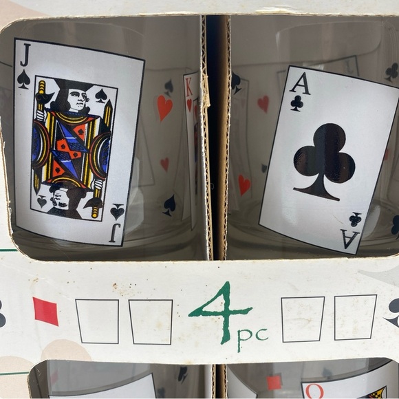 Card Deck Suit Poker 4 Luminarc Game Night 13 1/2 OZ Playing Card Glasses VTG - Picture 2 of 5